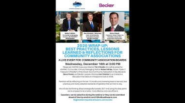 "2020 Wrap-Up: Best Practices,  Lessons Learned & Reflections for Community Associations"