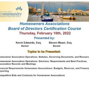 CAI HOA Board Certification Feb 2022