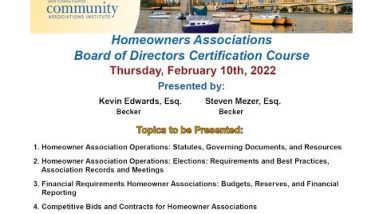 CAI HOA Board Certification Feb 2022