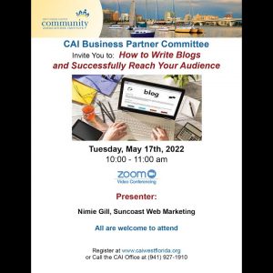May 2022 Business Partner Webinar "How to Write Blogs and Successfully Reach Your Target Audience"
