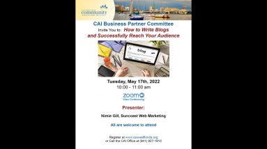 May 2022 Business Partner Webinar "How to Write Blogs and Successfully Reach Your Target Audience"